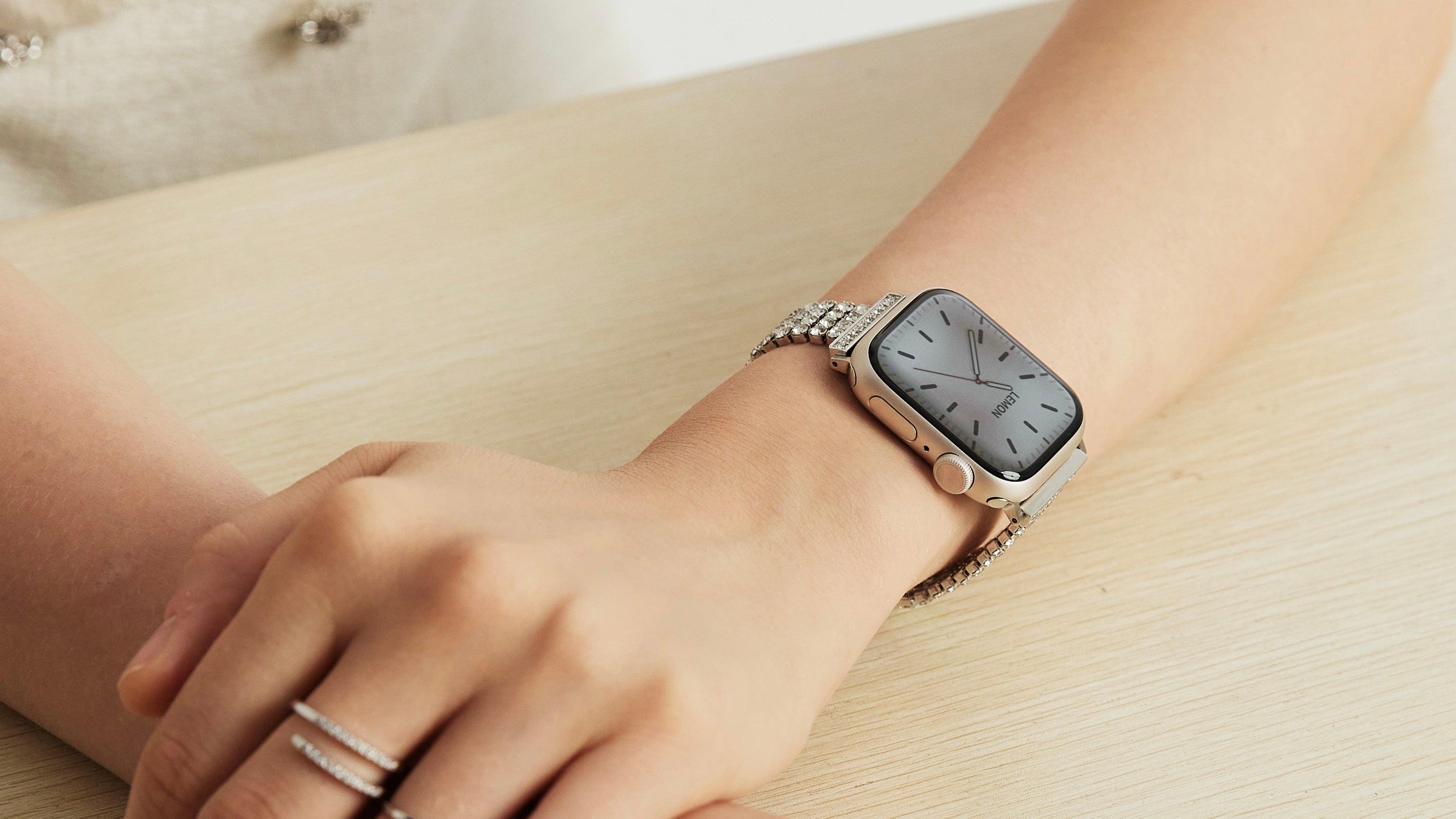 NEW Slim Silver Fashion Apple Watch Band Soft Slim Leather White Apple Watch Band – Fancy Bands main image 2