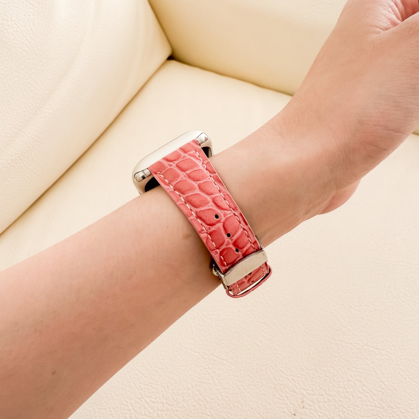 Alligator Leather Apple Watch Strap - Pink21421