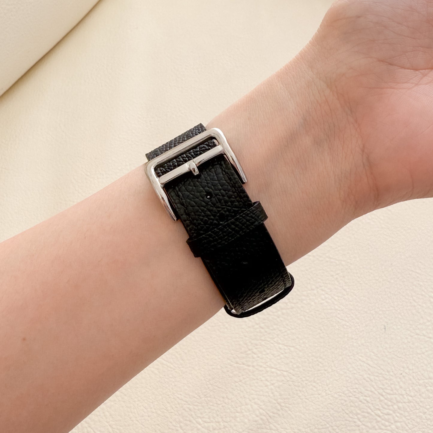 Florence Textured Leather Apple Watch Strap - Black