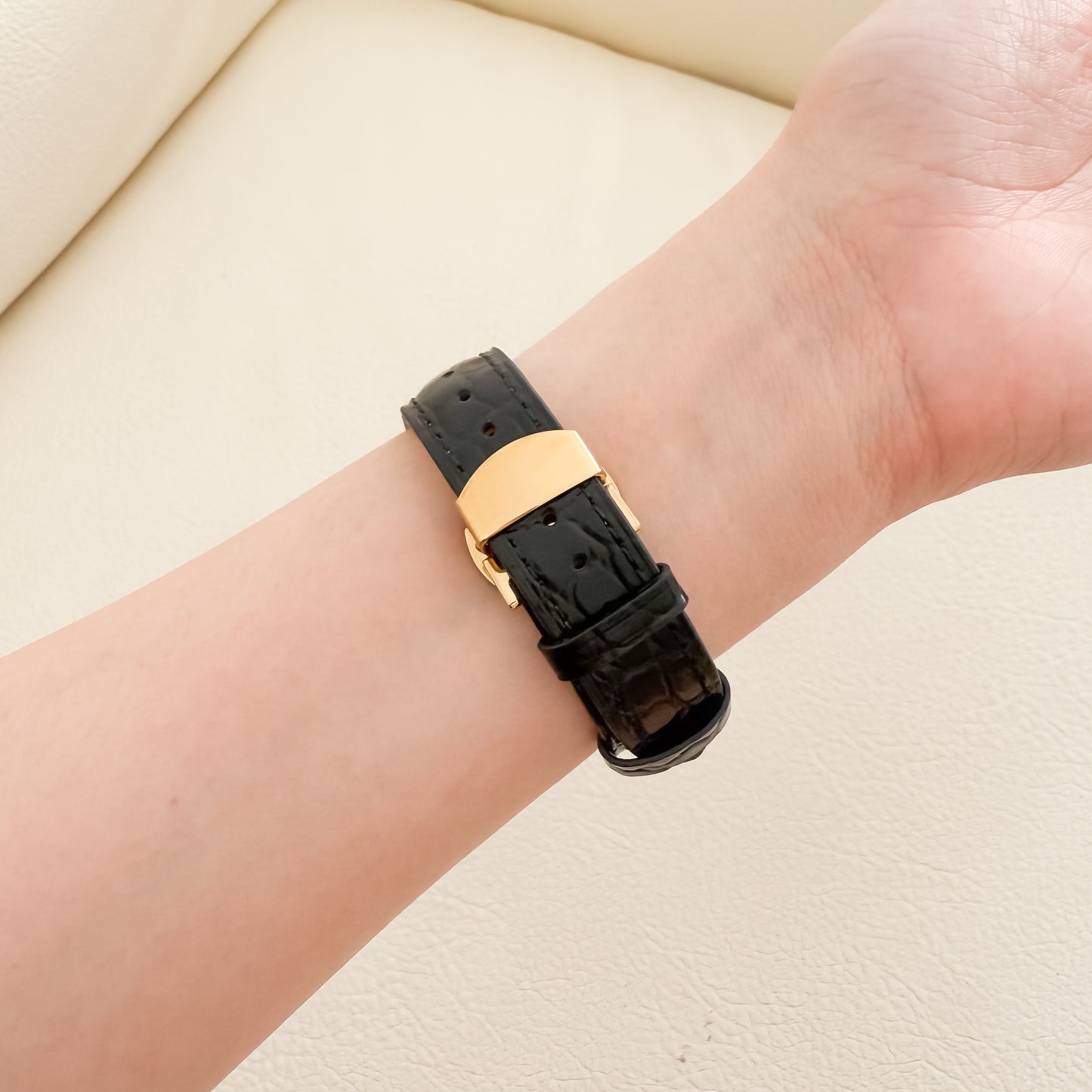 Alligator Leather Apple Watch Strap - Black