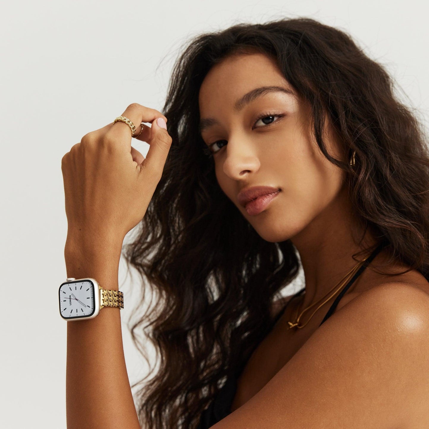 (St-Steel) Houndstooth Apple Watch Band - Gold