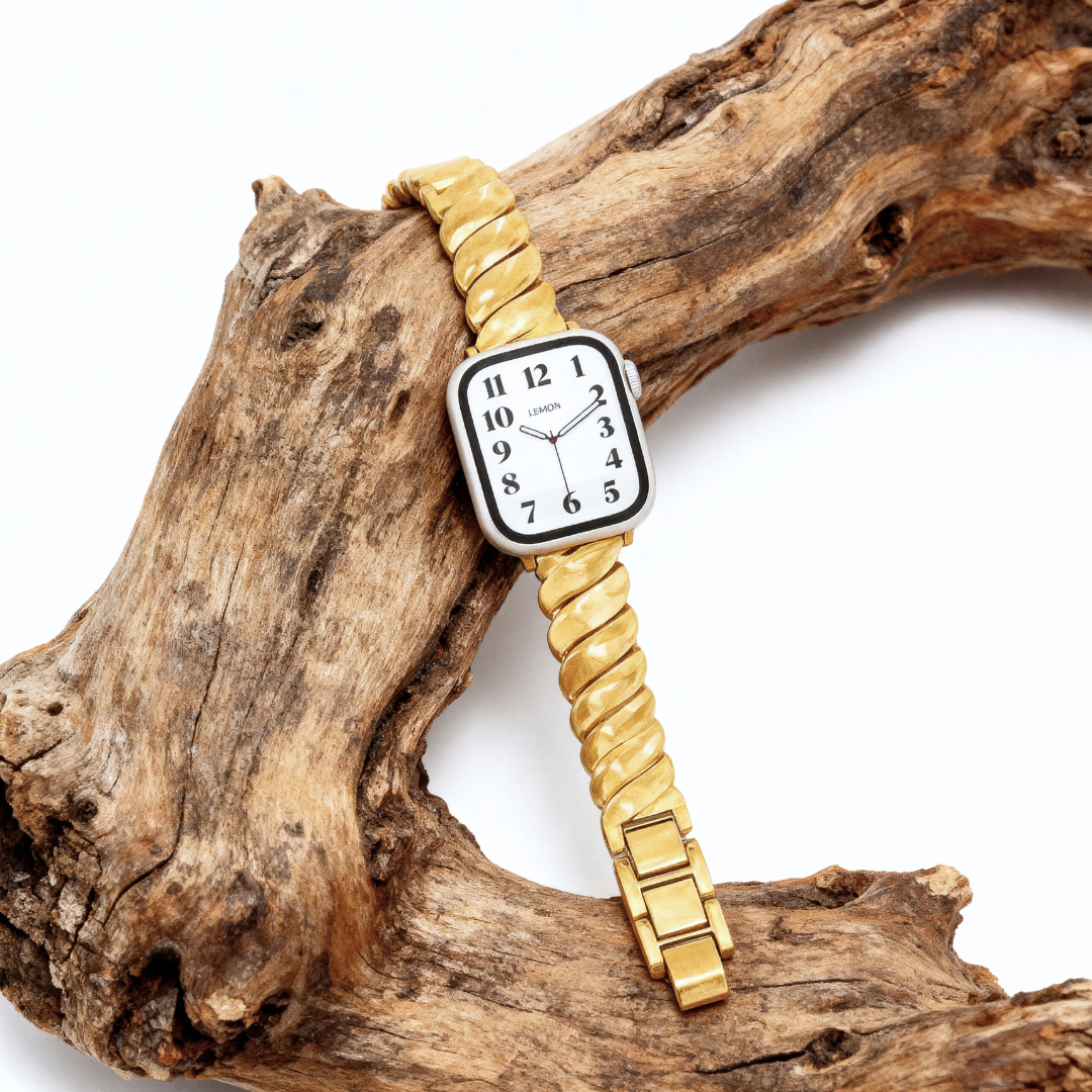 (St-Steel) Twist Glam Apple Watch Bracelet - Gold