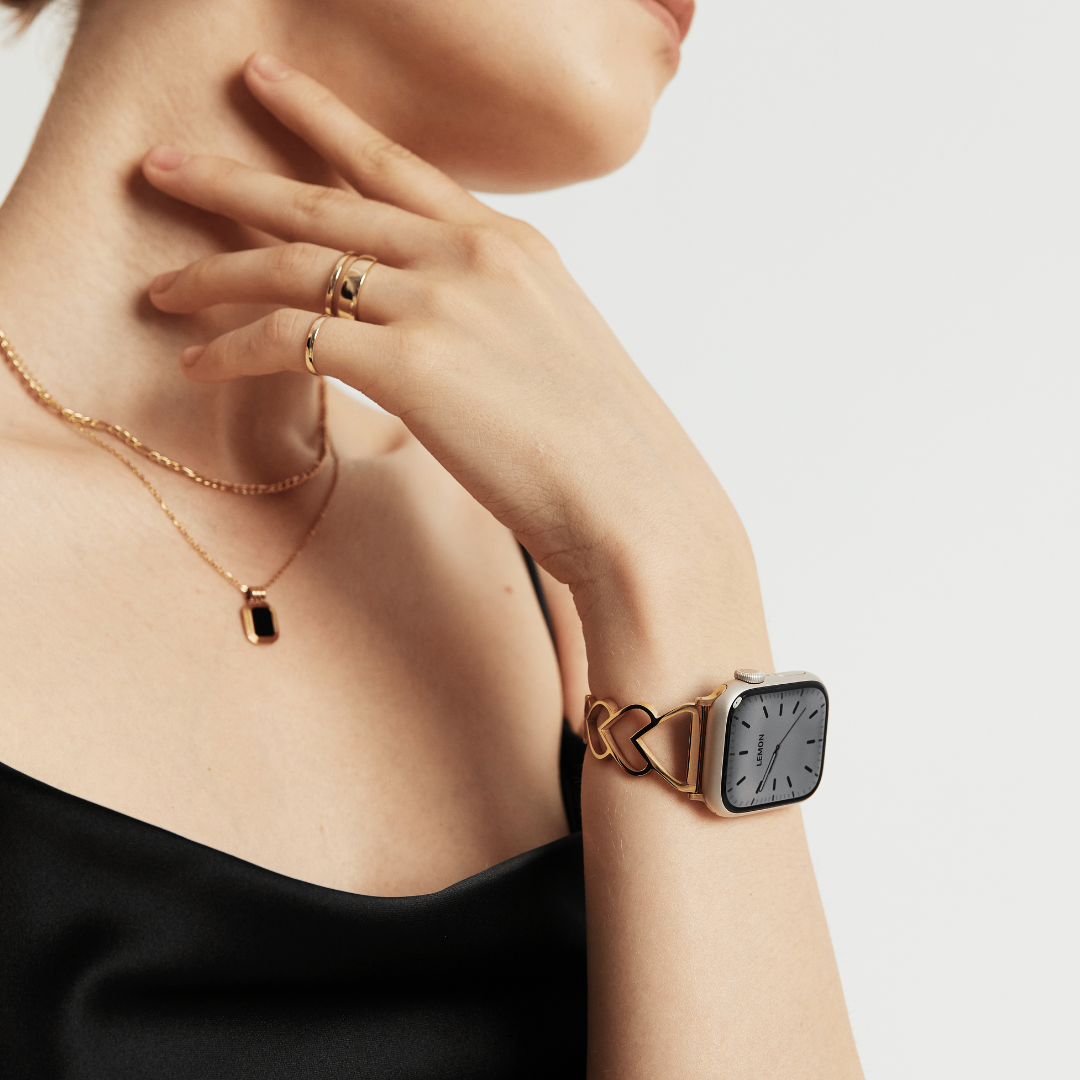 (St-Steel) Heart Chain Apple Watch Bracelet - Gold