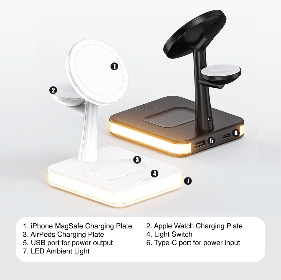 4-in-1 MagSafe Charging Station Dock with Night Light (2 Colors)