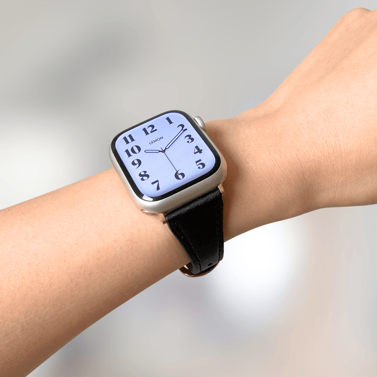 Slim Horseshoe Leather Apple Watch Strap - Black