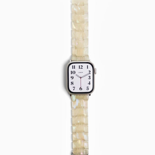 A BEIGE resin band for an Apple Watch, displayed on a white background.