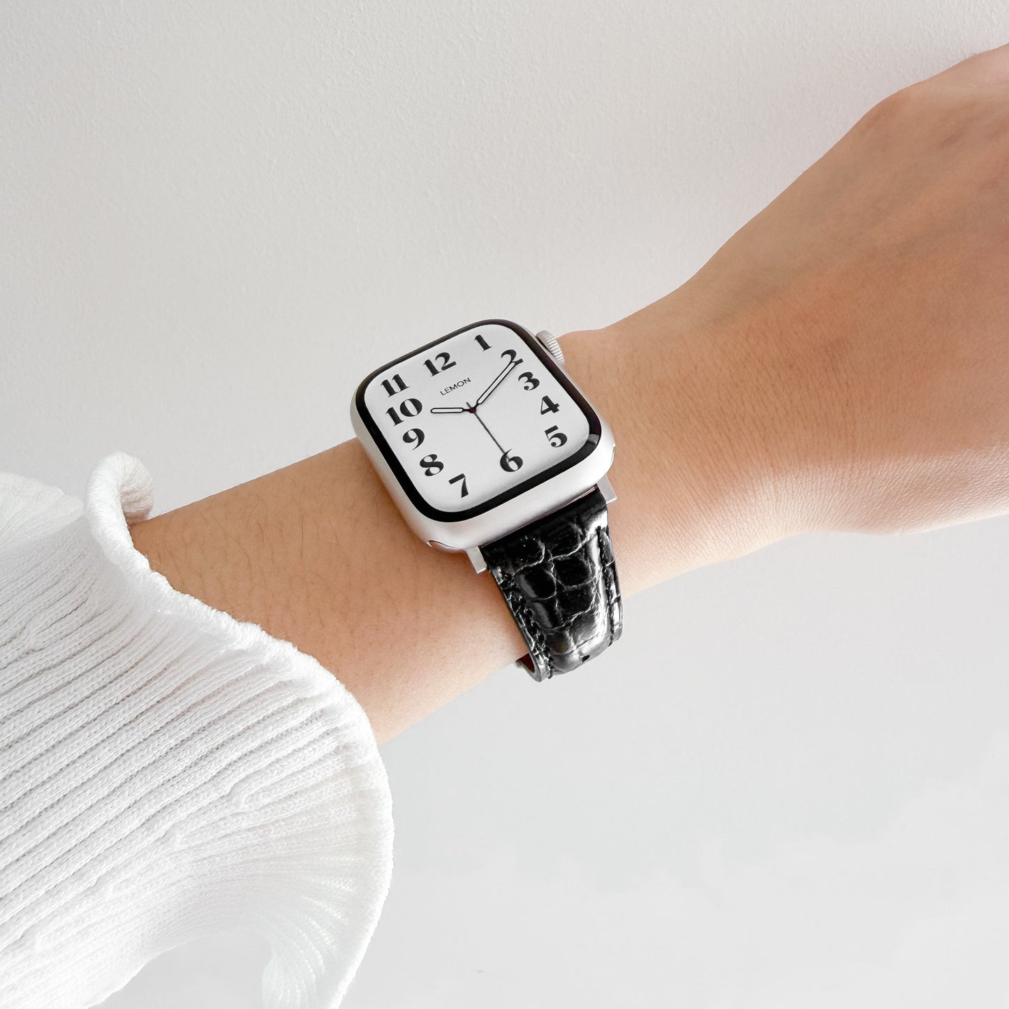 アリゲーター レザー Apple Watch ストラップ - ブラック