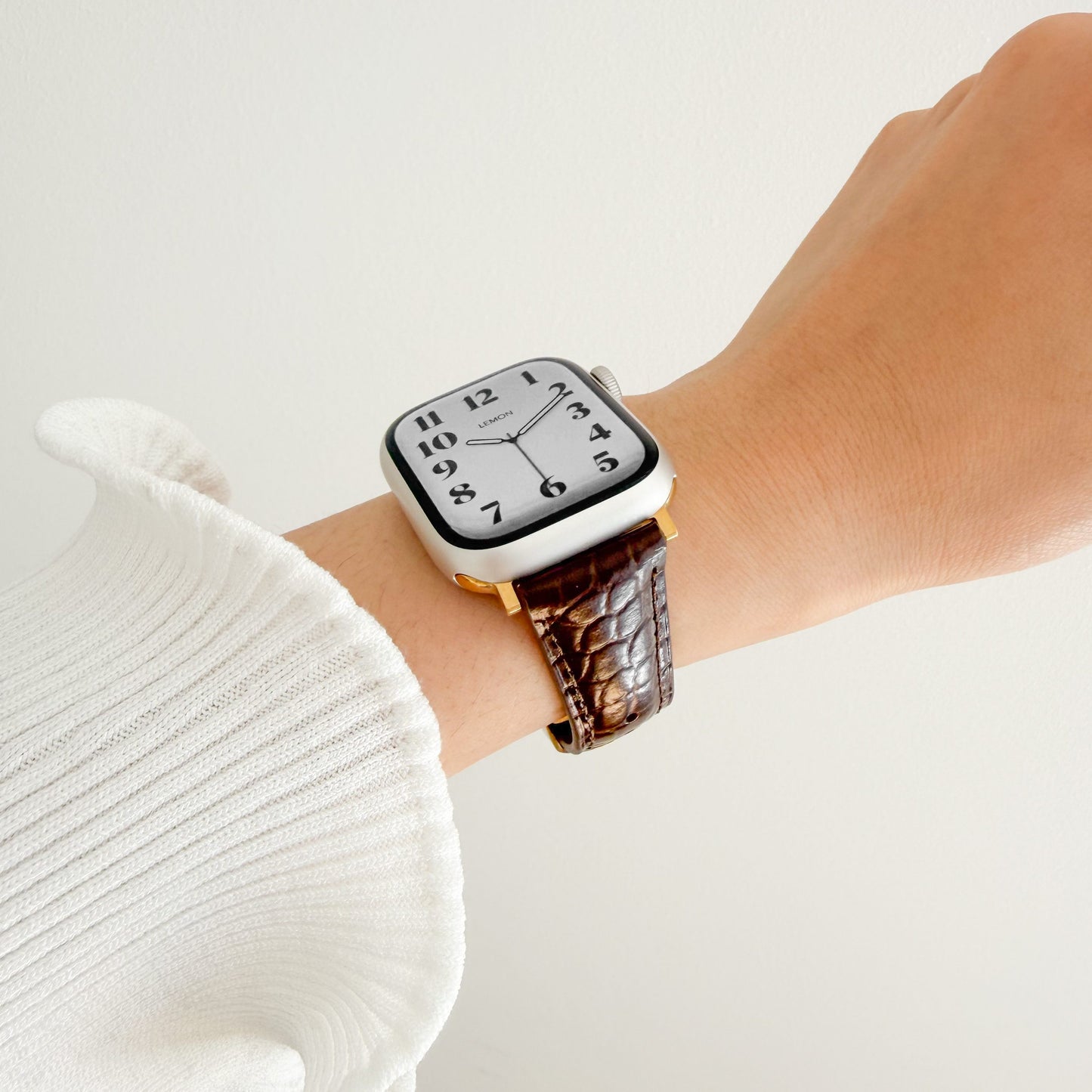 Alligator Apple Watch Strap - Coffee