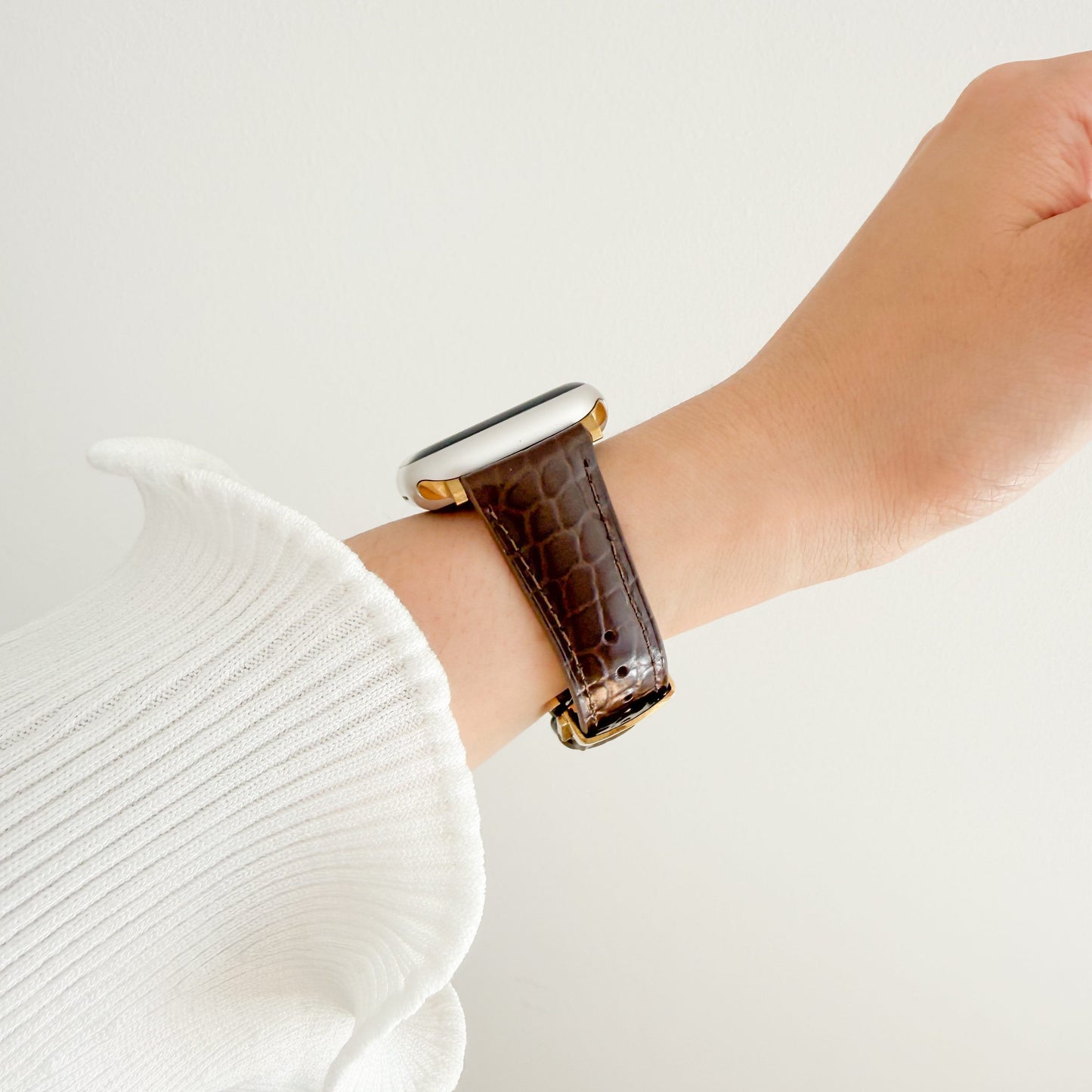 Alligator Apple Watch Strap - Coffee