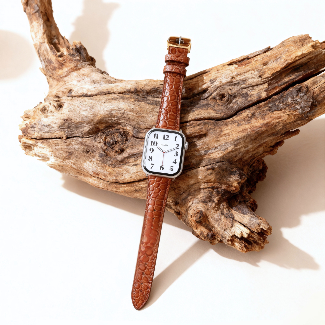 Alligator Leather Apple Watch Strap - Brown 21