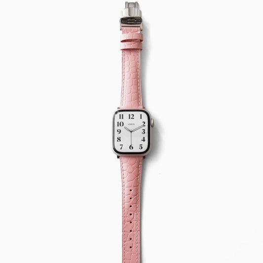 Alligator Leather Apple Watch Strap - Pink