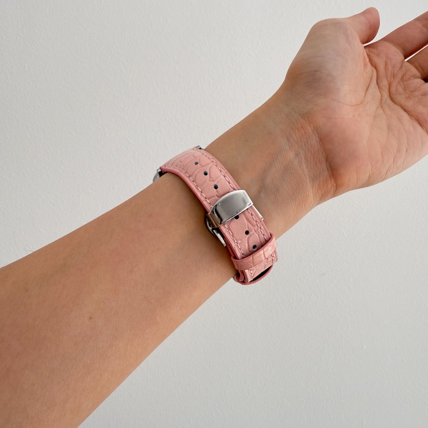 Alligator Leather Apple Watch Strap - Pink 5