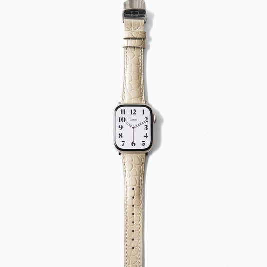 Alligator Leather Apple Watch Strap - Starlight