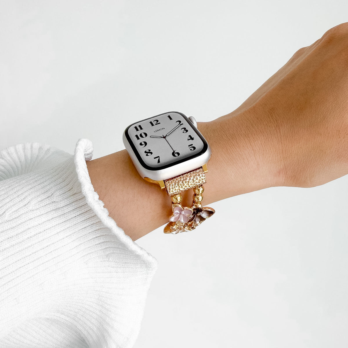 Bloom Apple Watch Bracelet in Brown worn on wrist