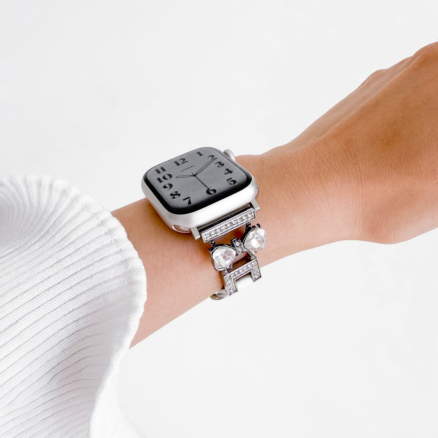 フロストブルー レザー Apple Watch ストラップ - ホワイト