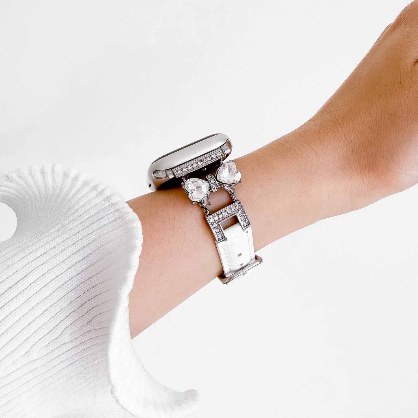 フロストブルー レザー Apple Watch ストラップ - ホワイト