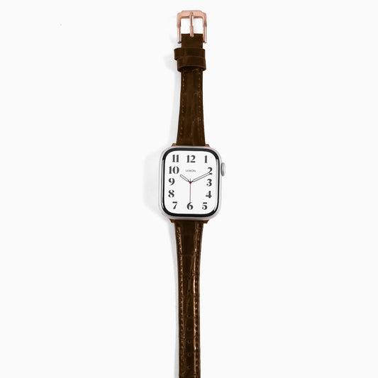 Slim Urban Leather Apple Watch Strap - Dark Brown