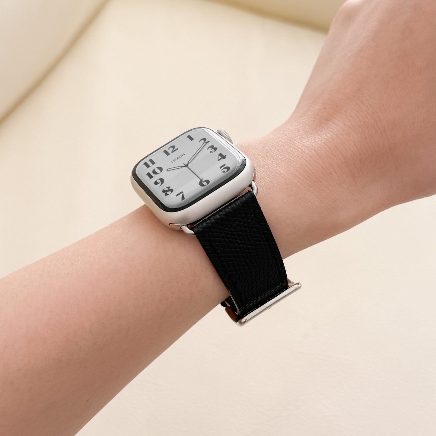 Florence Textured Leather Apple Watch Strap - Black