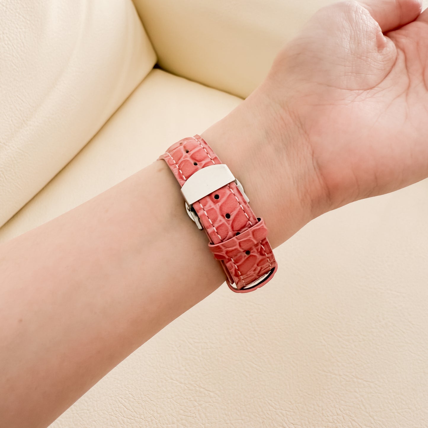 Alligator Leather Apple Watch Strap - Pink