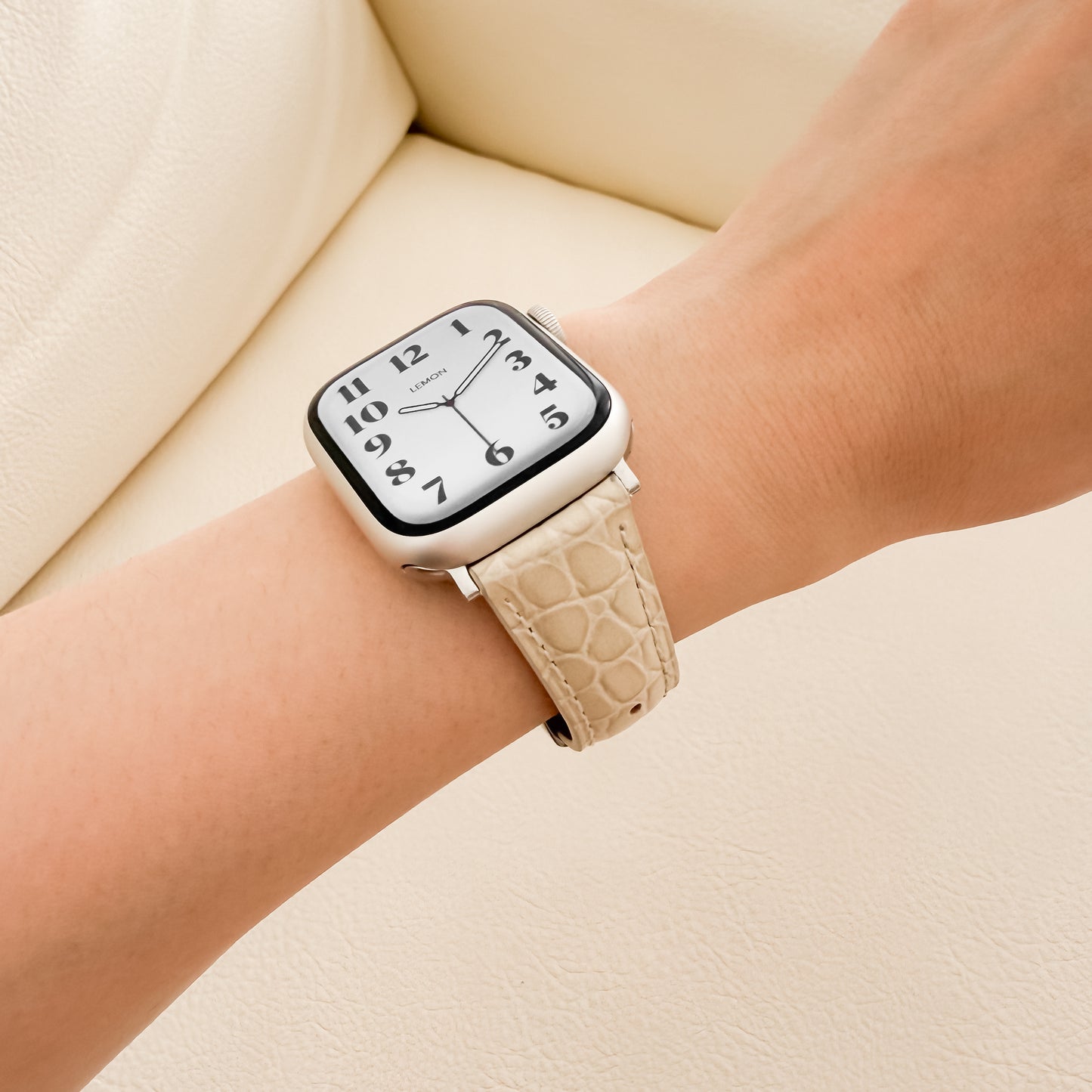 Alligator Leather Apple Watch Strap - Starlight