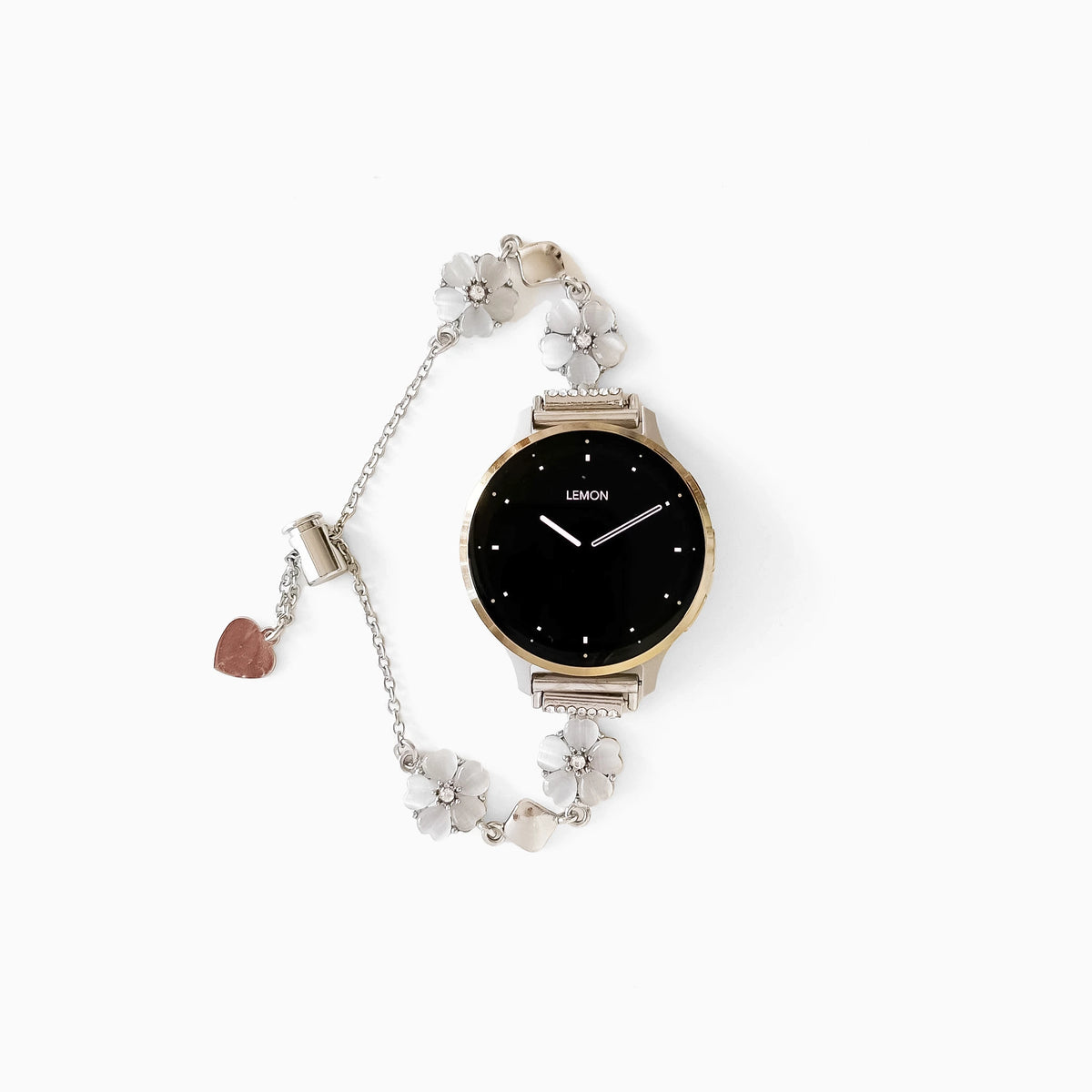 Sakura Chain bracelet for Garmin watches in silver with a cherry-blossom charm
