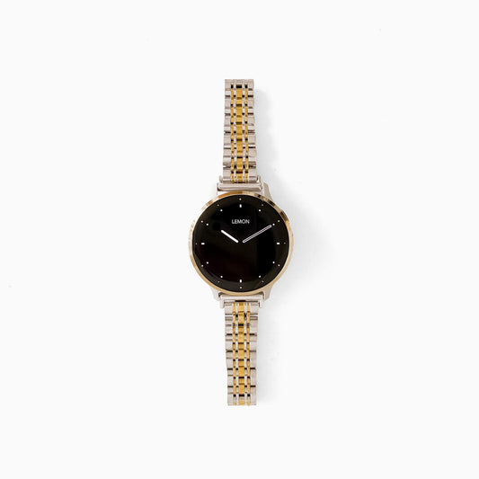 Lemon Inspiration Garmin watch strap in two-tone silver and gold stainless steel