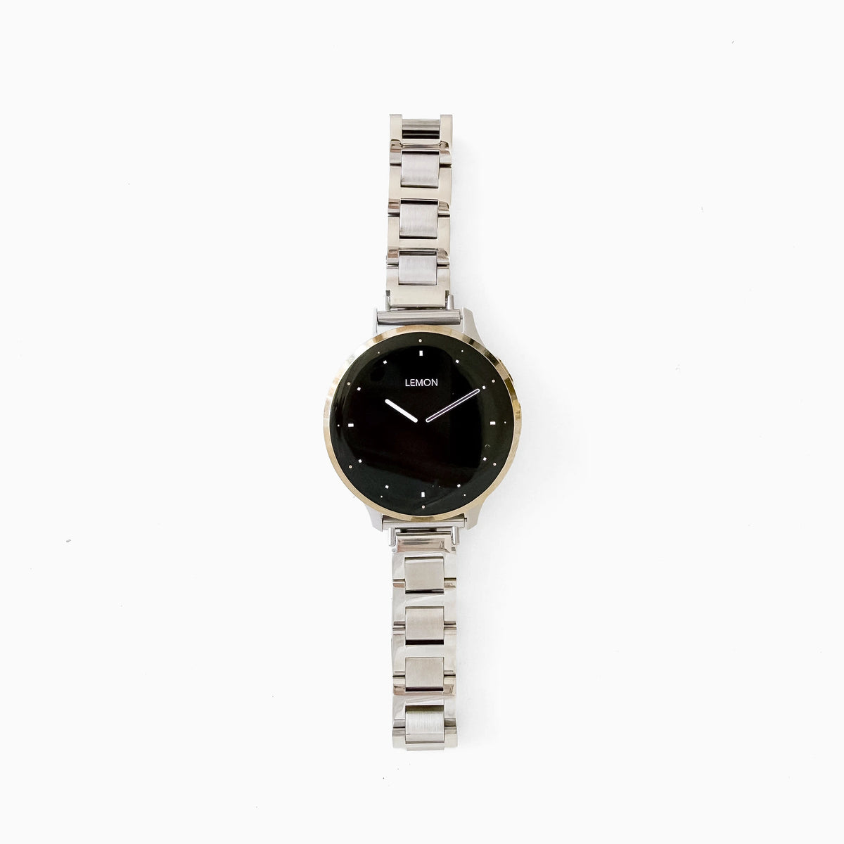 Lemon Flat Link Garmin watch strap in polished silver stainless steel