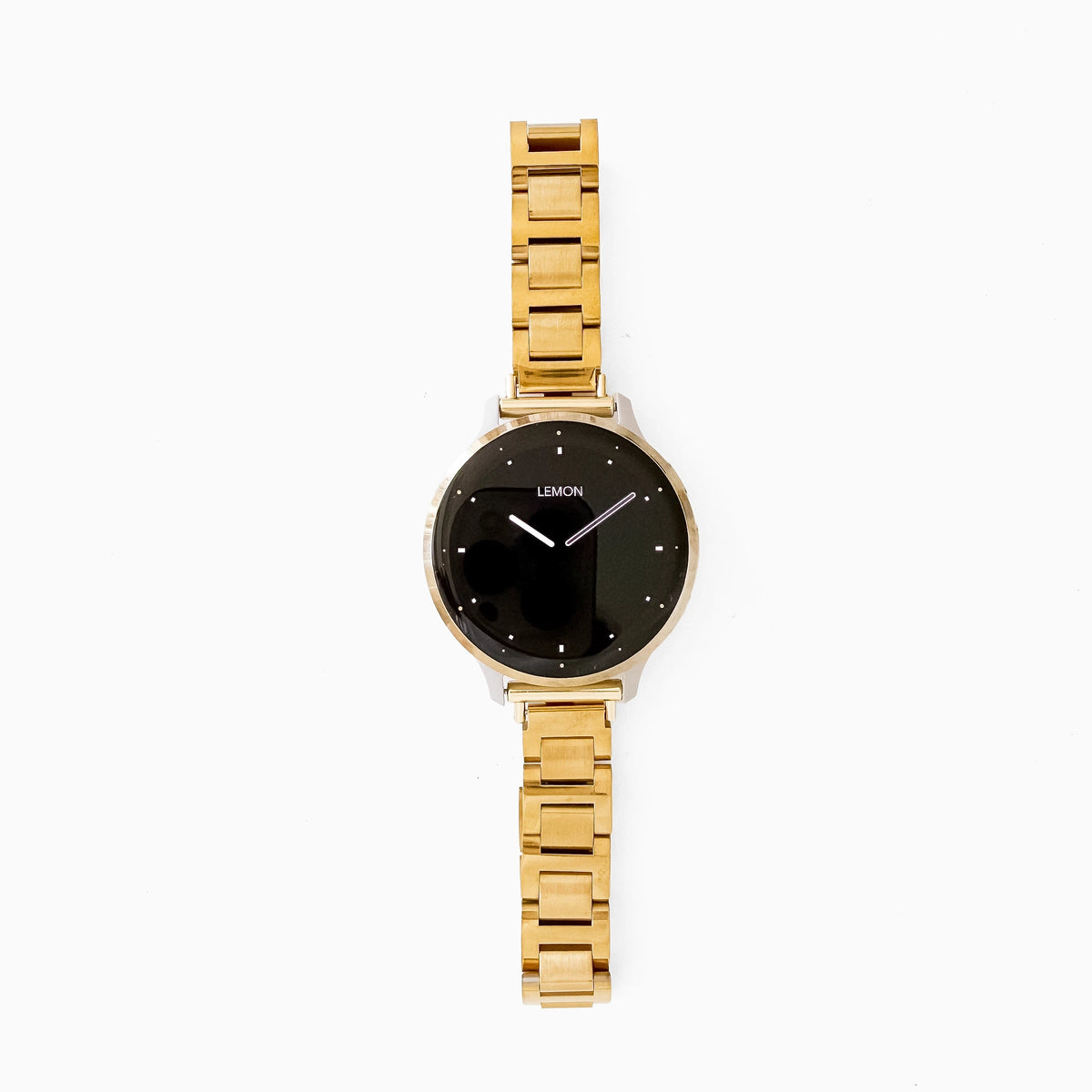 Lemon Flat Link Garmin watch strap in polished gold stainless steel
