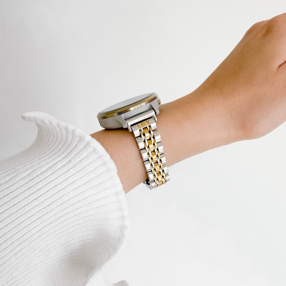 Lemon Inspiration Garmin watch strap in two-tone silver and gold stainless steel