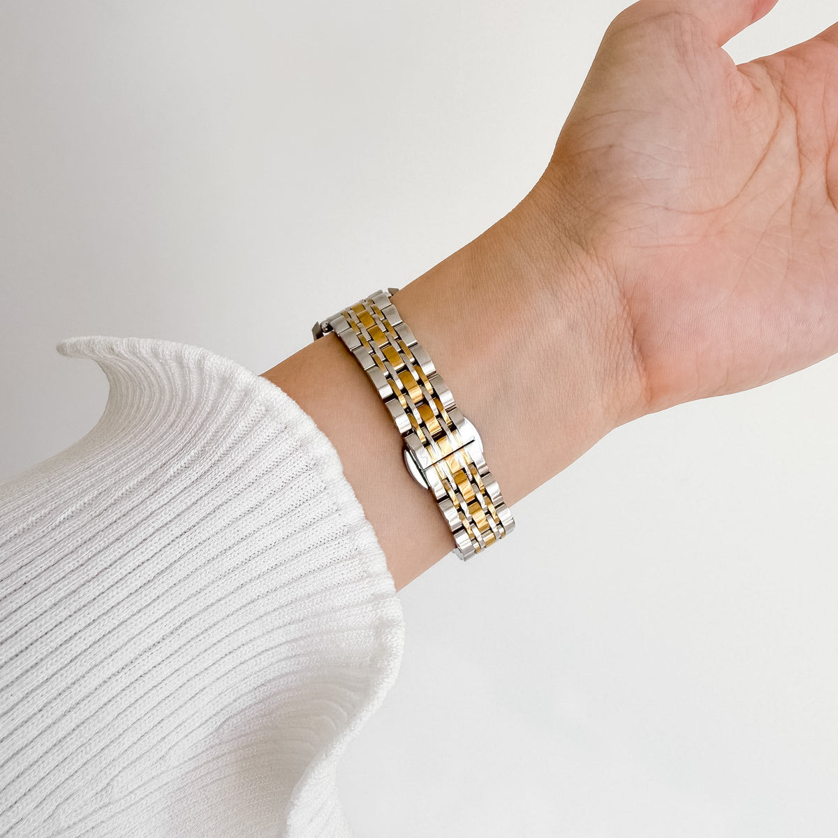 Lemon Inspiration Garmin watch strap in two-tone silver and gold stainless steel