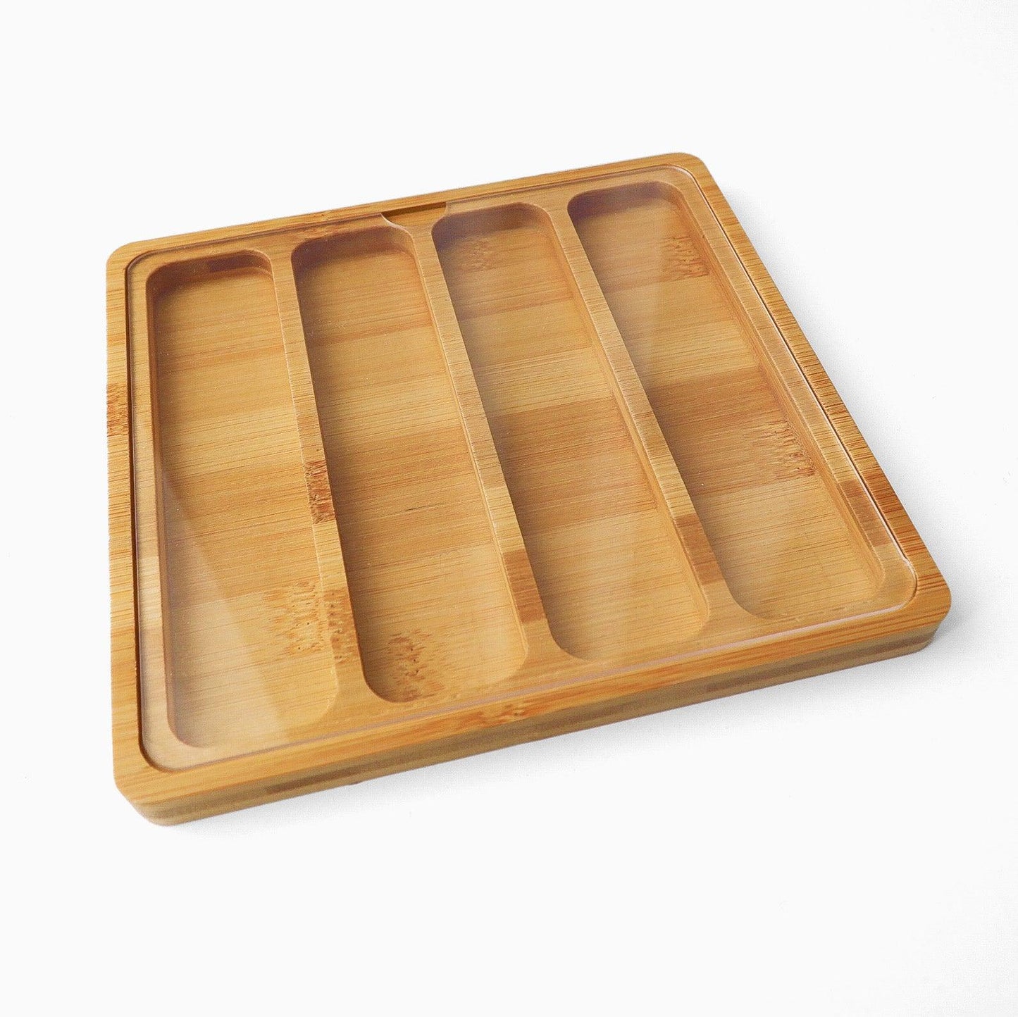 Bamboo Watch Band Display & Storage Plate with Lid (4 slots)