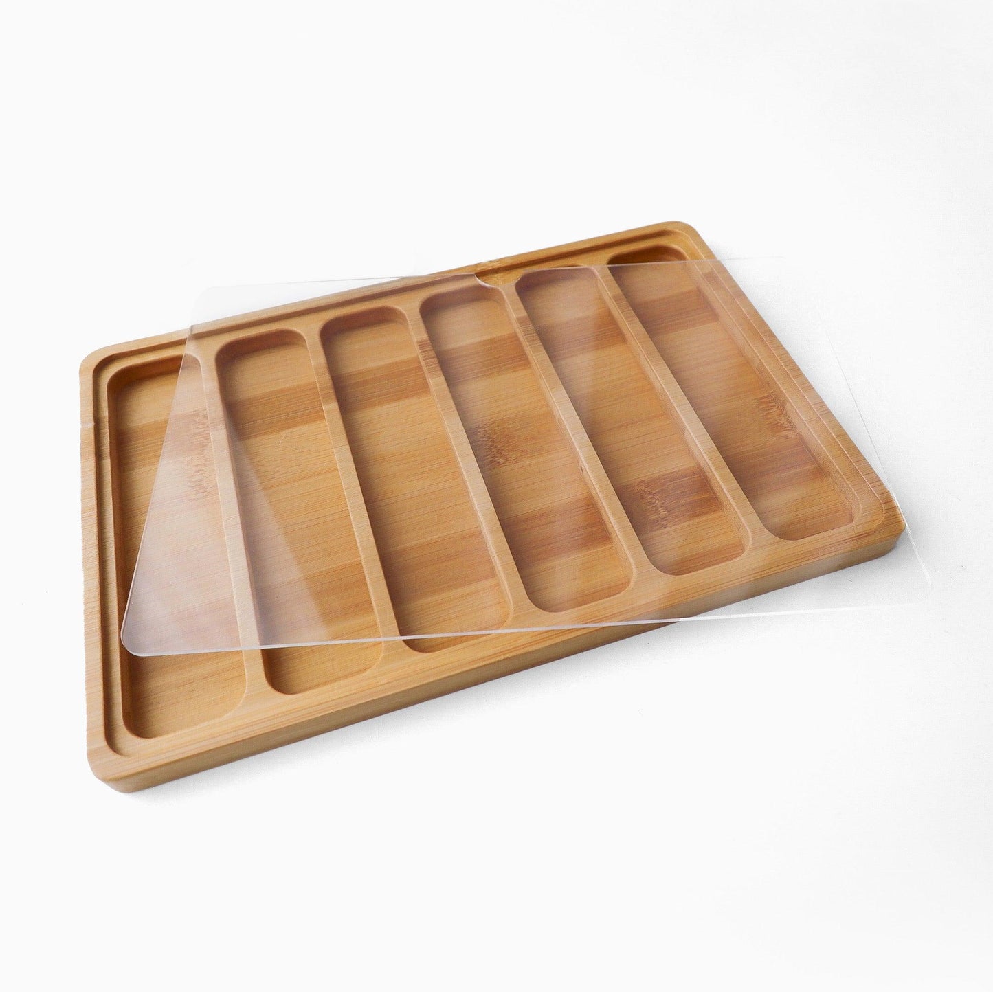 Bamboo Watch Band Display & Storage Plate with Lid (6 slots)