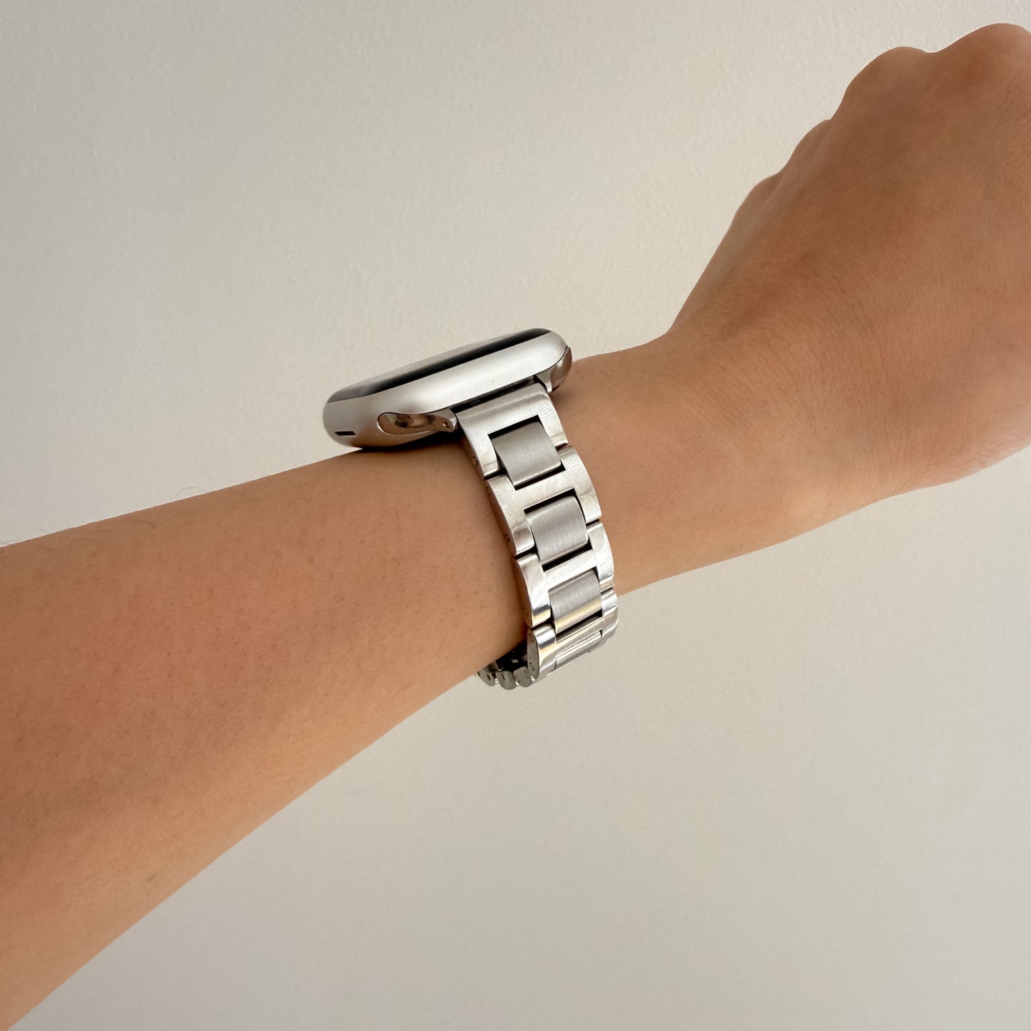 (St-Steel) Flat link Apple Watch Strap - Silver