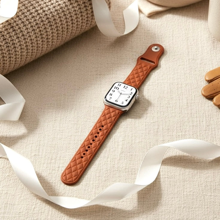 Lattice Silicone Apple Watch Band - Brown
