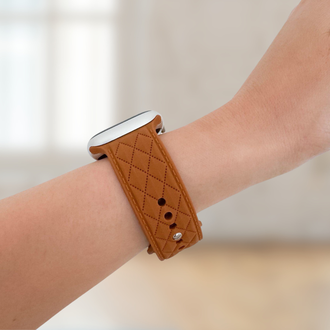 Lattice Silicone Apple Watch Band - Brown