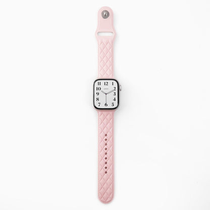 Lattice Silicone Pink Apple Watch Band, full length view