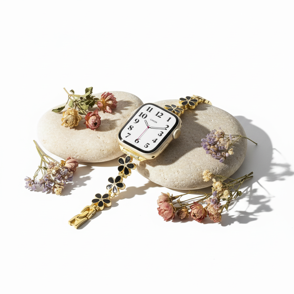 Midnight Fleur Apple Watch Bracelet - Black 12