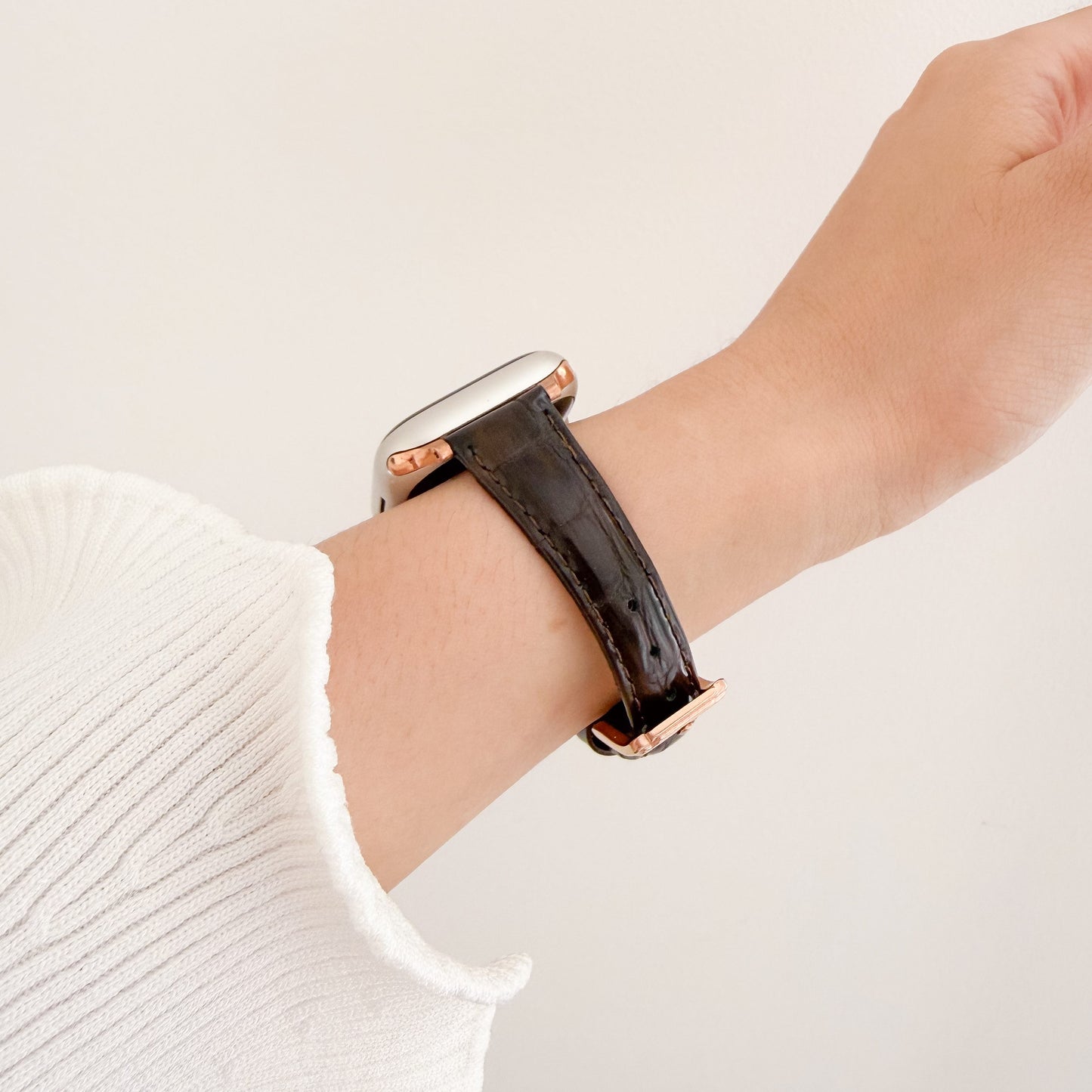 オールigatorレザーApple Watchストラップ - スターライト
