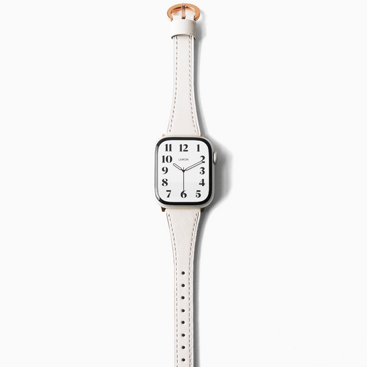 Slim Horseshoe Leather Apple Watch Strap - Starlight 2