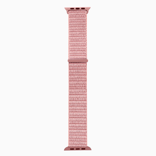 Pink woven watch strap on a white background Soft Nylon Apple Watch Loop - Blush Pink