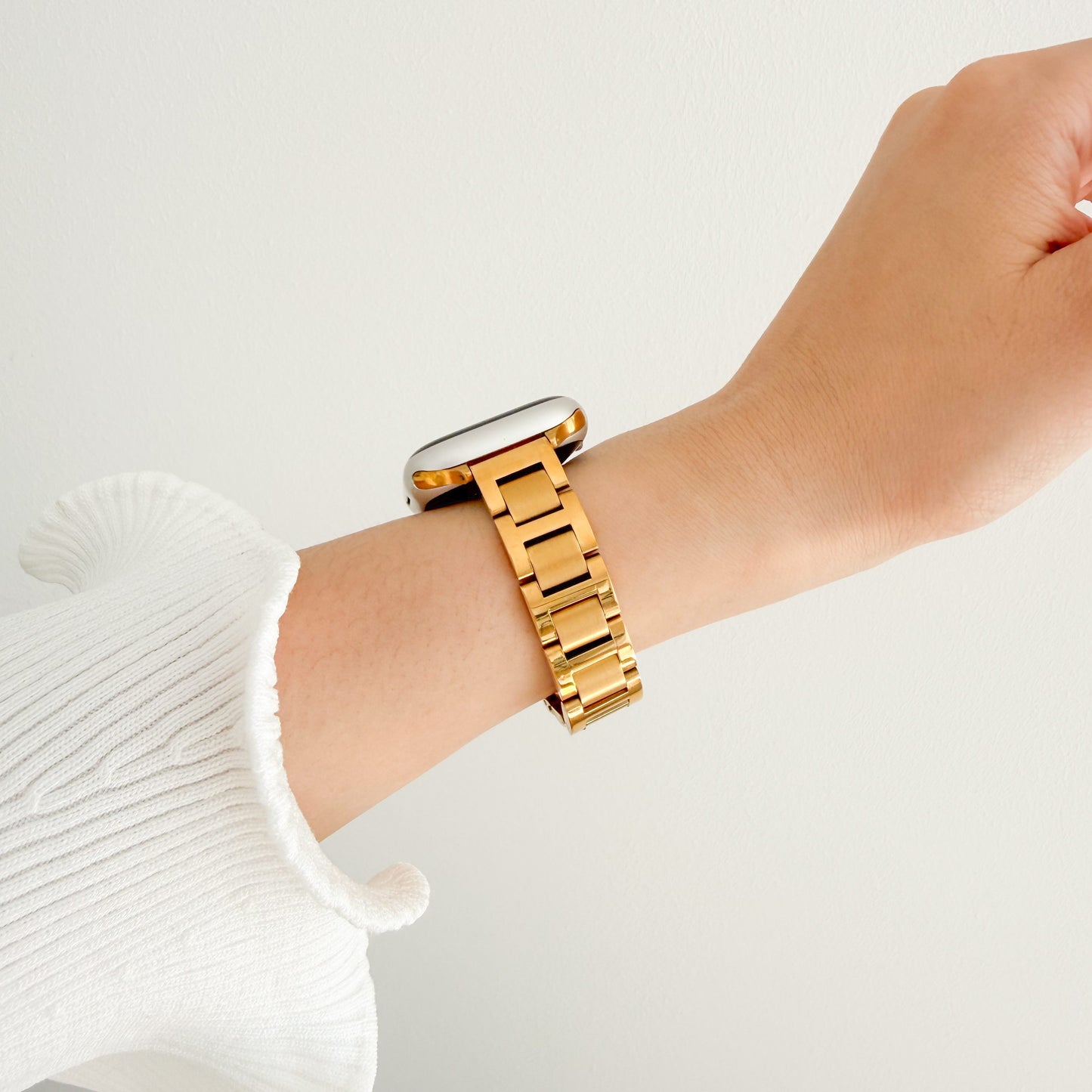 (St-Steel) Flat Link Apple Watch Strap - Gold
