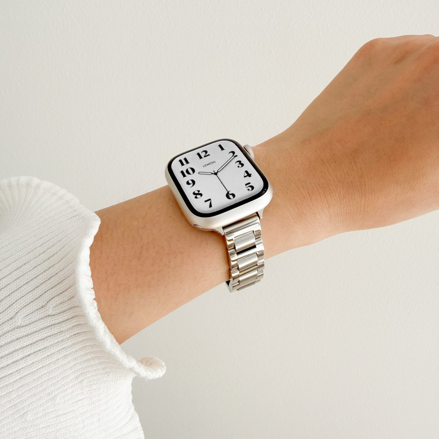 (St-Steel) Flat Link Apple Watch Strap - Silver