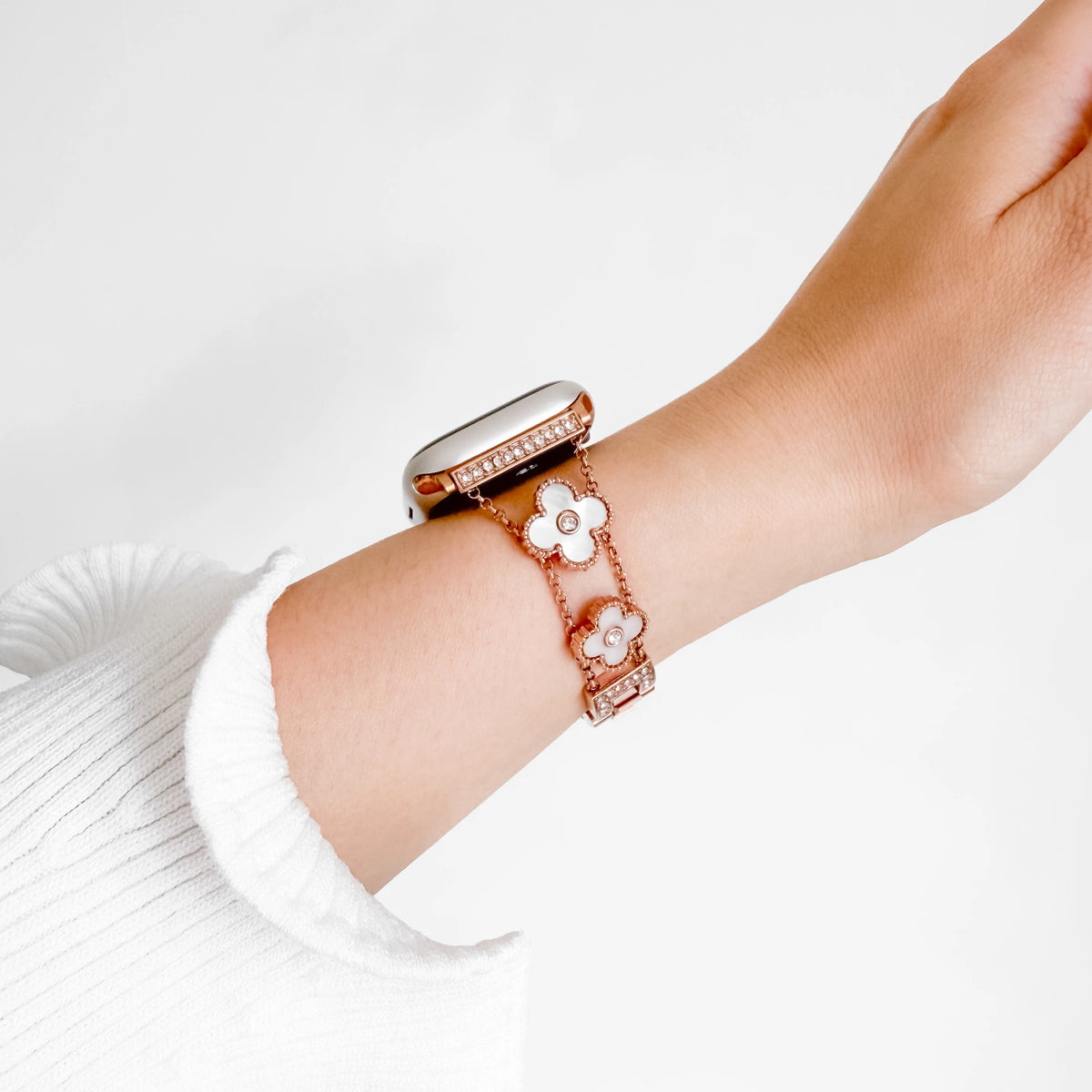 (St-Steel) Flora Chain Apple Watch Bracelet - Rose Gold2