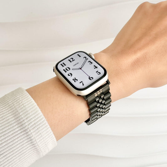 (St-Steel) Jubilee Apple Watch Strap - Black