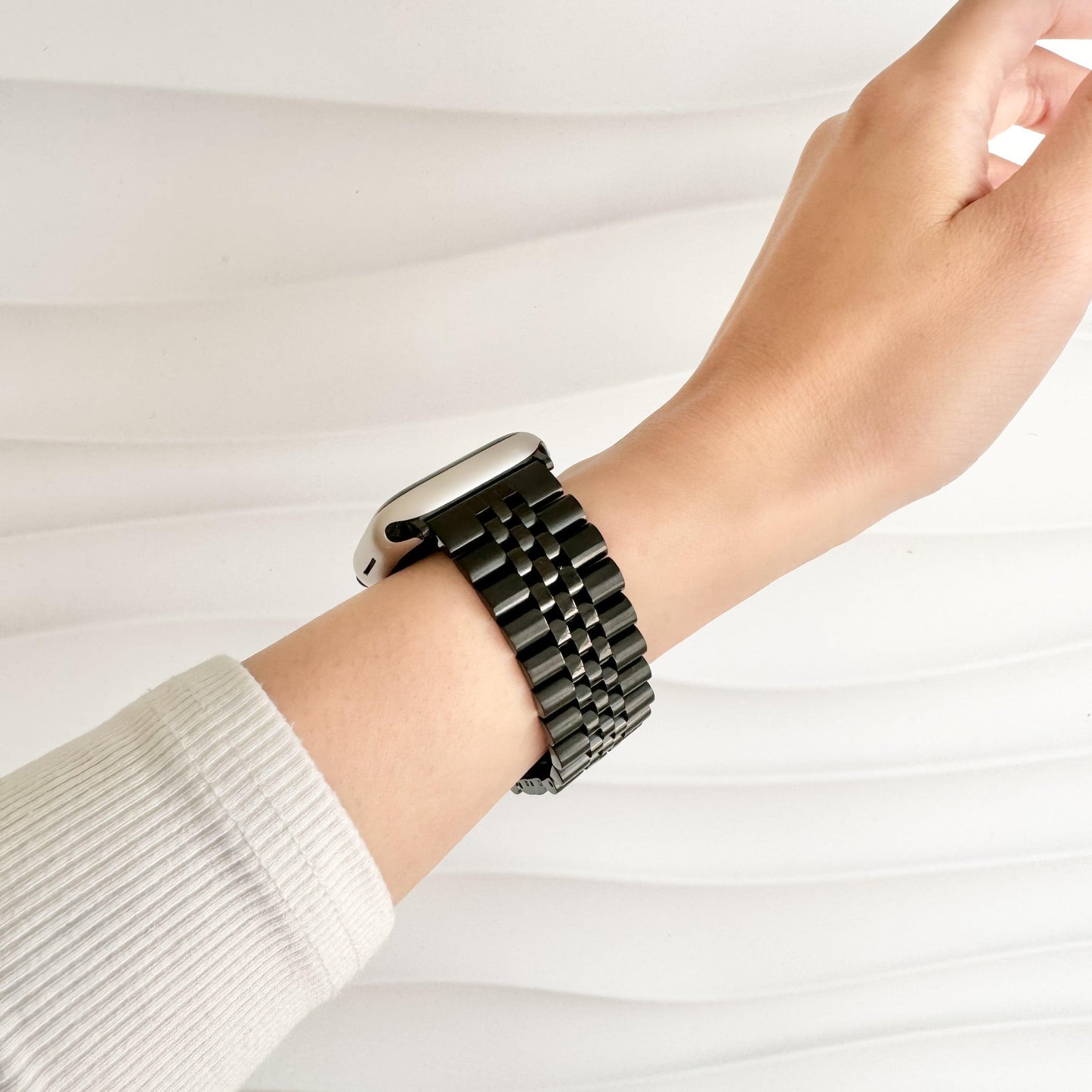 (St-Steel) Jubilee Apple Watch Strap - Black