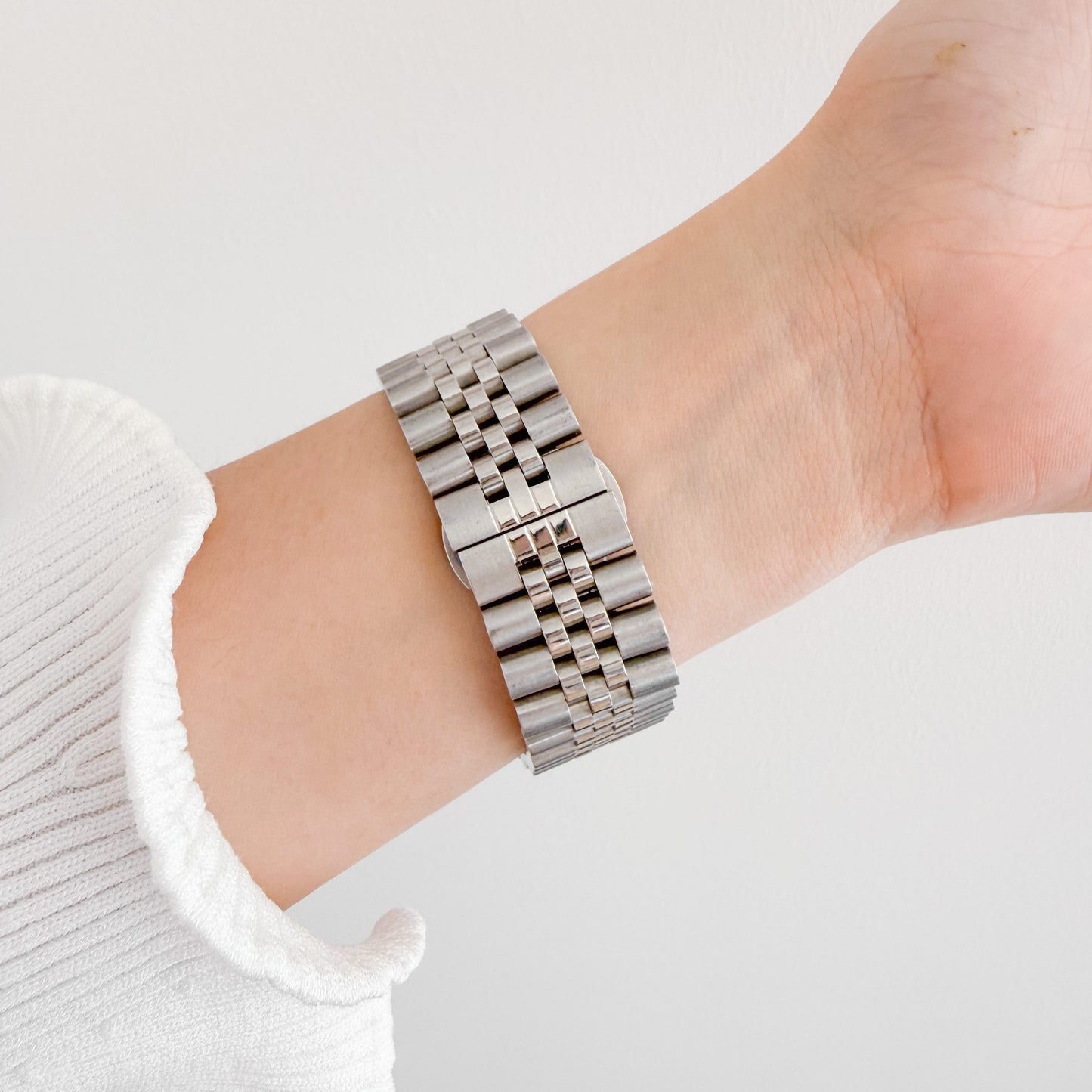 (St-Steel) Jubilee Apple Watch Strap - Silver