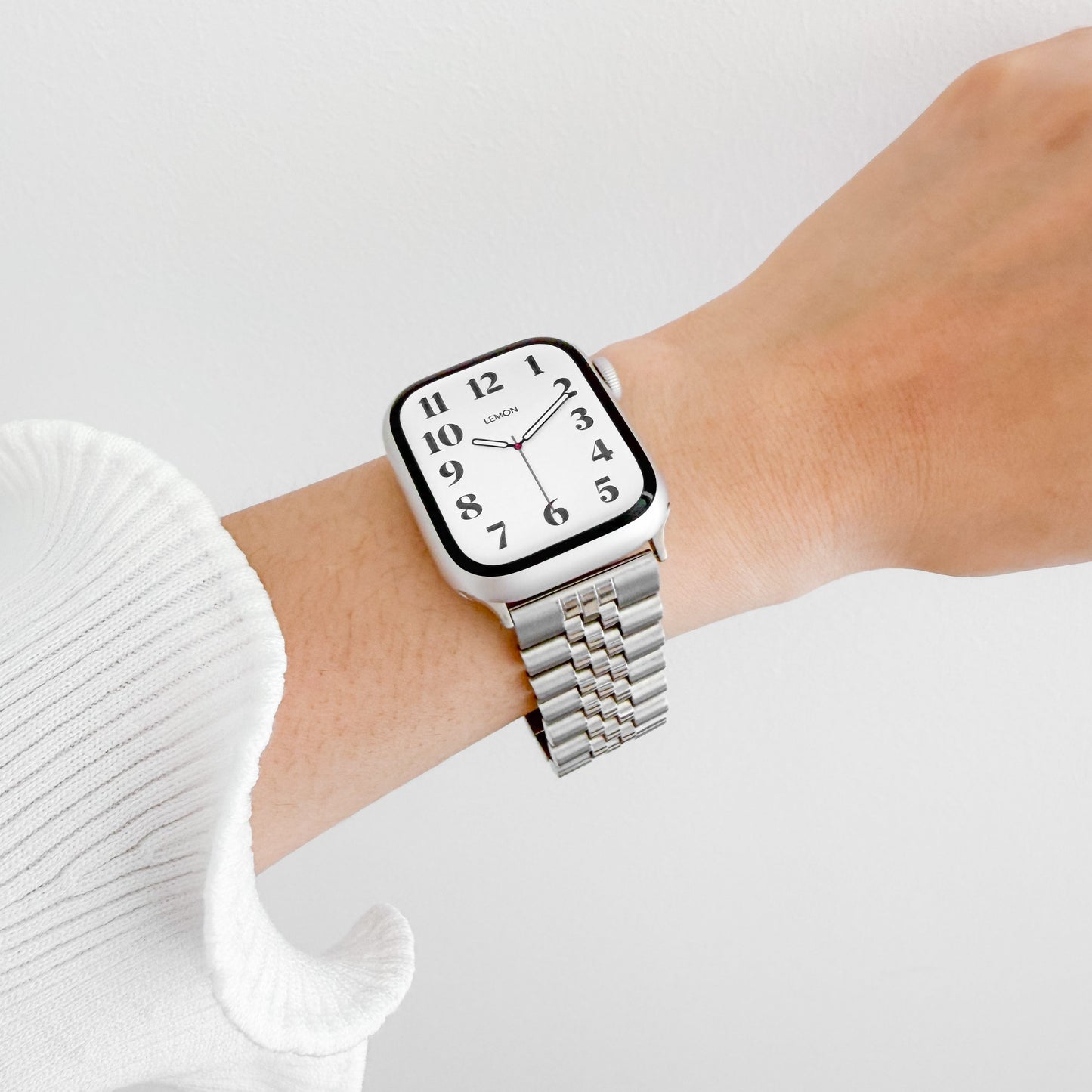 (St-Steel) Jubilee Apple Watch Strap - Silver