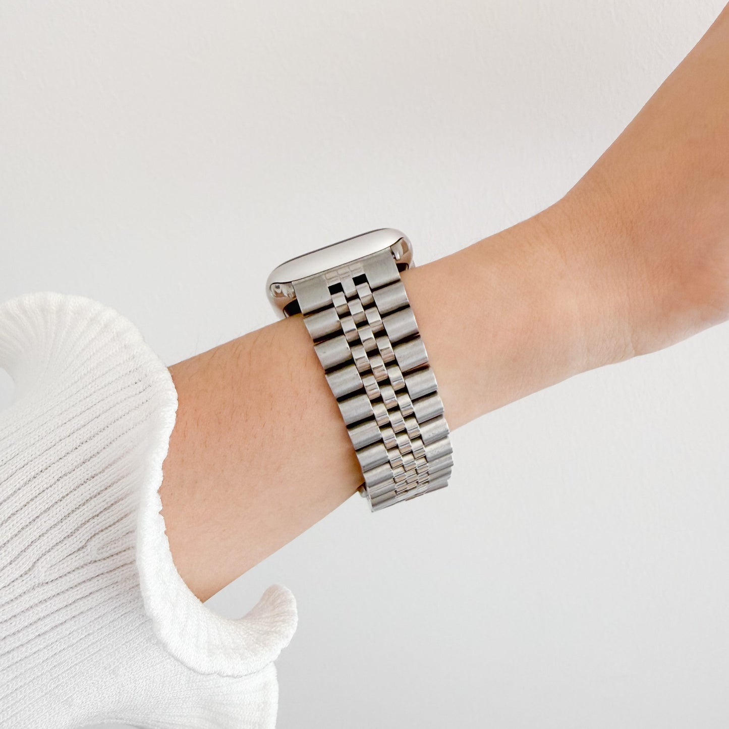 (St-Steel) Jubilee Apple Watch Strap - Silver
