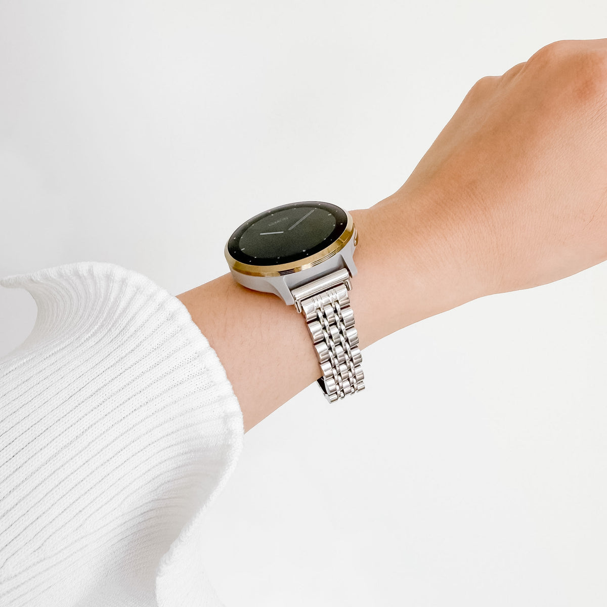 Lemon Inspiration Garmin watch strap in silver stainless steel