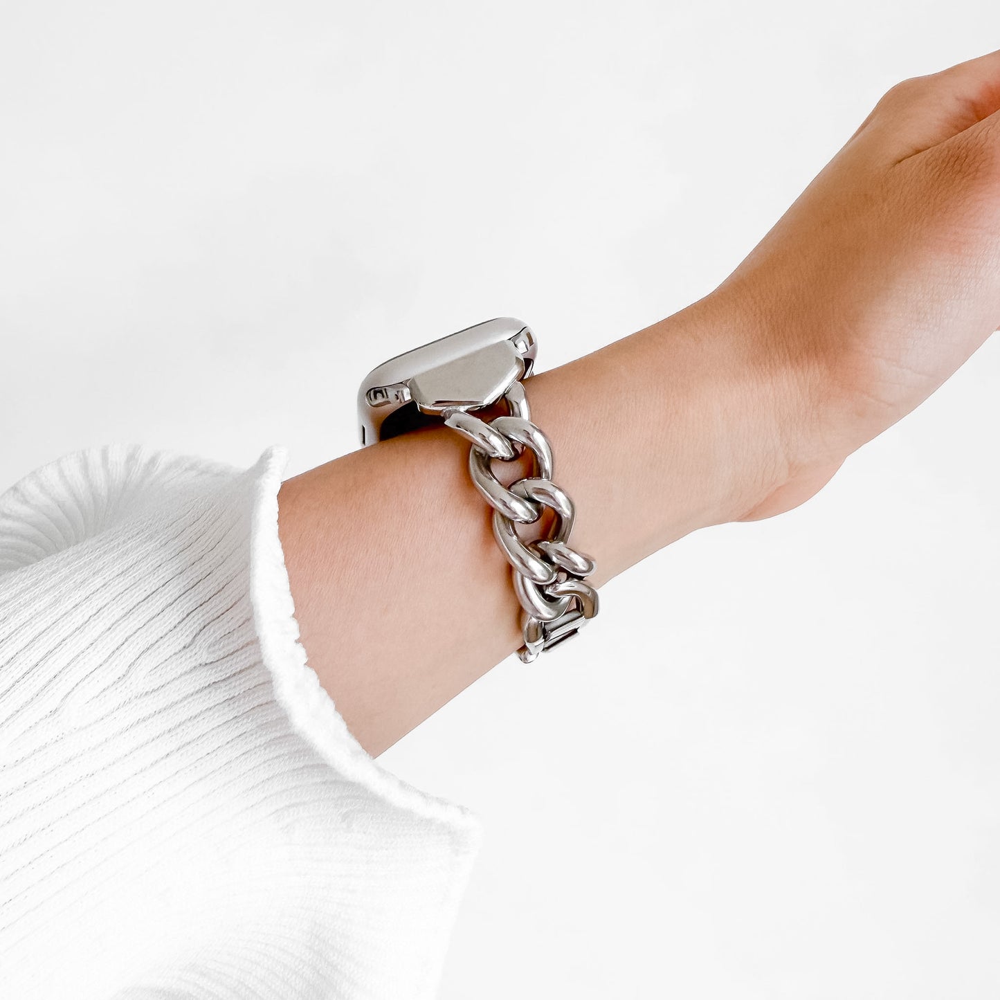 (St-Steel) Slim Timeless Apple Watch Bracelet - Silver